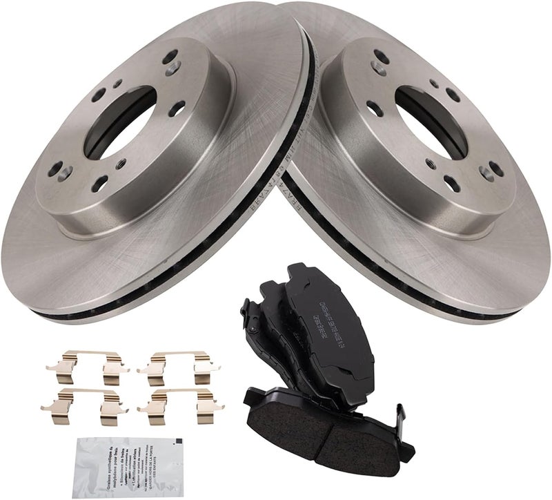 TRQ Front Ceramic Brake Pad and Rotor Set Compatible with 2006-2008 Honda Civic DX LX EX; 2009-2010 Honda Civic DX LX EX with 5 Lug Wheels; 2011 Honda Civic DX LX EX - Image 3
